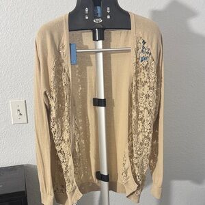 Buffalo David Bitton Tan Lace Cardigan